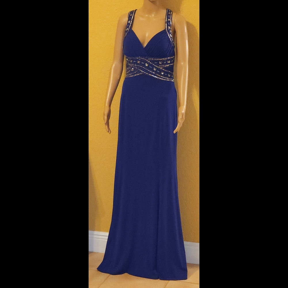 Hailey Logan by Adrianna Papell Formal Gown Navy Silver Sequins & Beading
